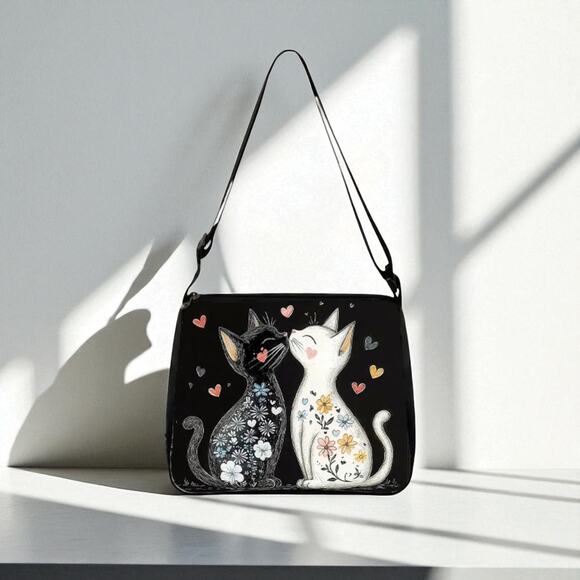 Cat Crossbody Bag - Adorable Feline Design Black Polyester - Picture 5 of 8